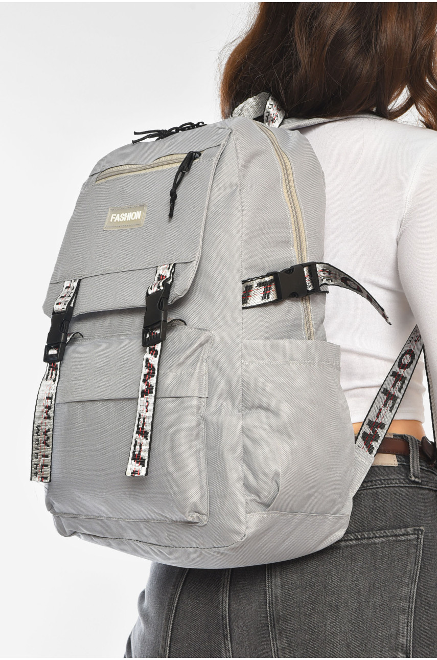 Рюкзак женский 5в1 серого цвета с принтом 207710