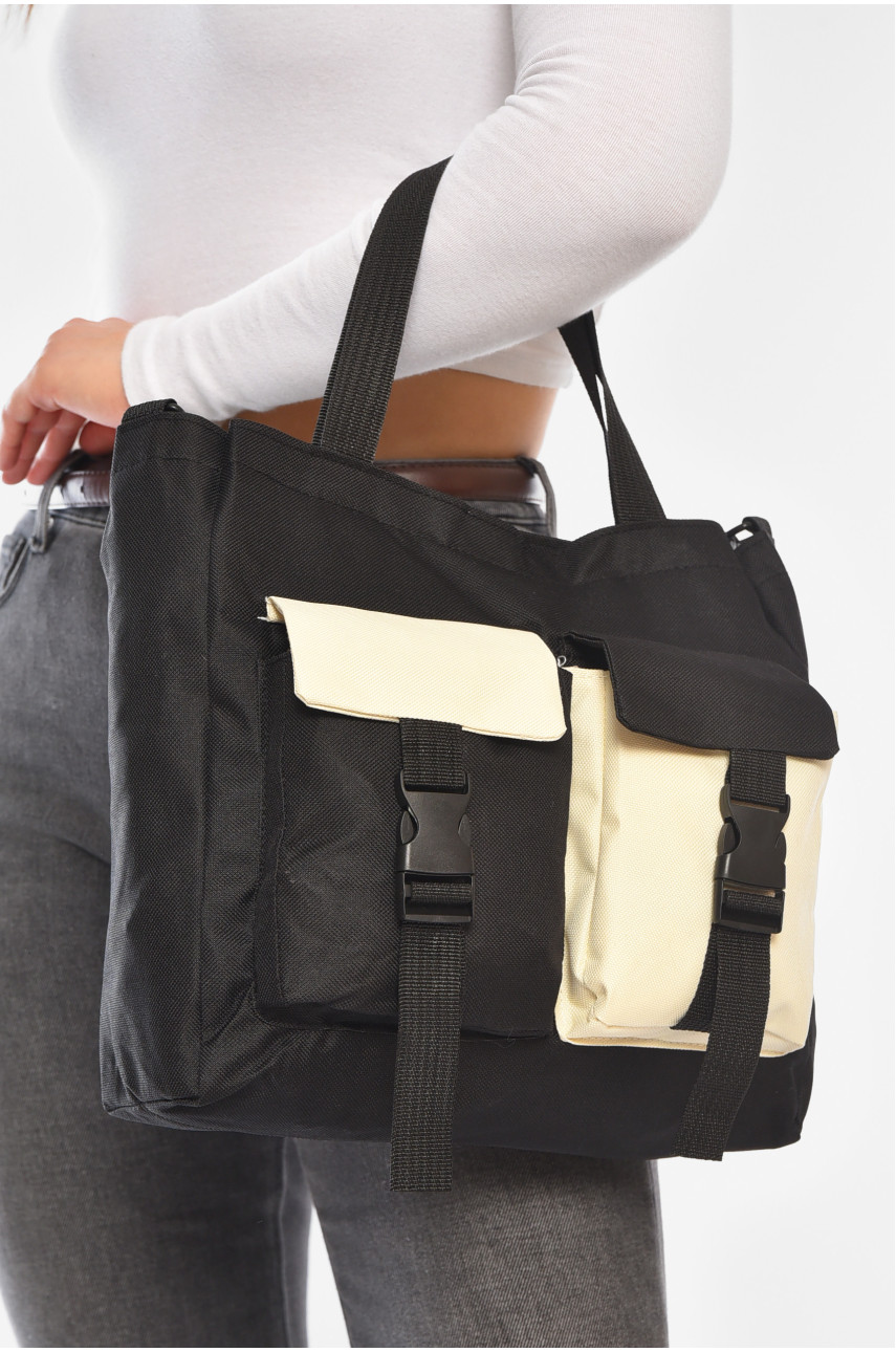 Рюкзак женский 5в1 черного цвета с принтом 207715