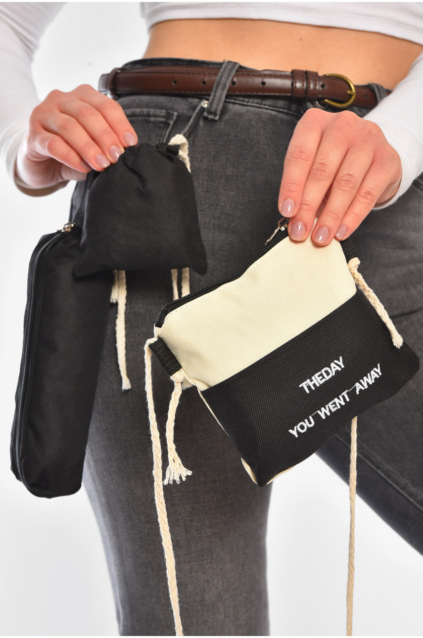 Рюкзак женский 5в1 черного цвета с принтом 207715