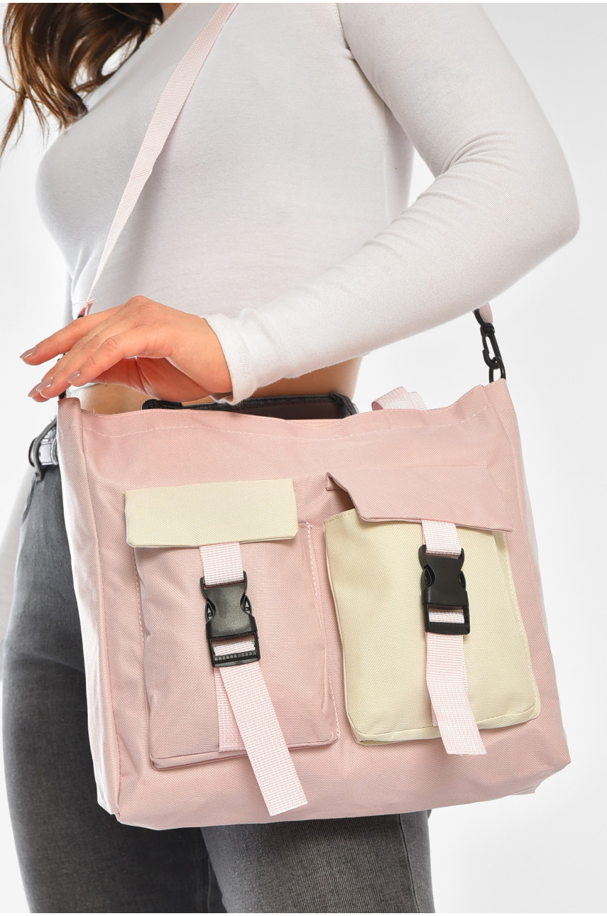 Рюкзак жіночий 5в1 рожевого кольору з принтом Уцінка 207719 Рюкзак жіночий 5в1 рожевого кольору з принтом Уцінка 207719