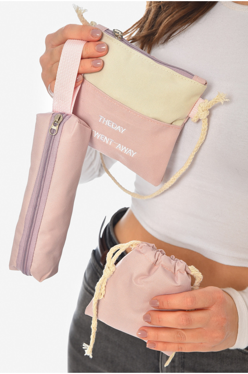 Рюкзак жіночий 5в1 рожевого кольору з принтом Уцінка 207719 Рюкзак жіночий 5в1 рожевого кольору з принтом Уцінка 207719