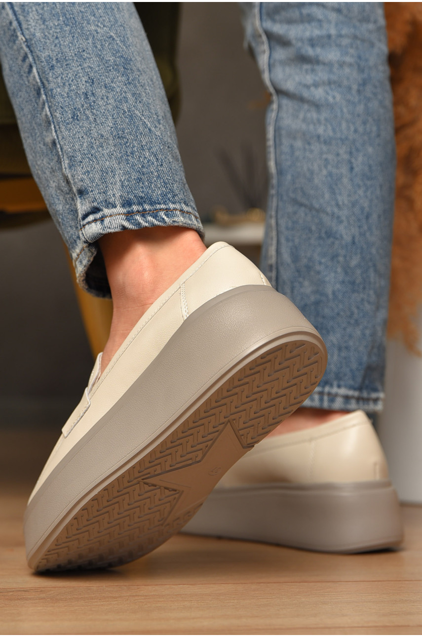 Туфлі жіночі на хутрі натуральна шкіра бежевого кольору 777-166 207720