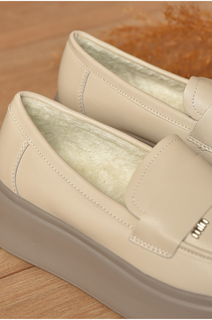 Туфлі жіночі на хутрі натуральна шкіра бежевого кольору 777-166 207720