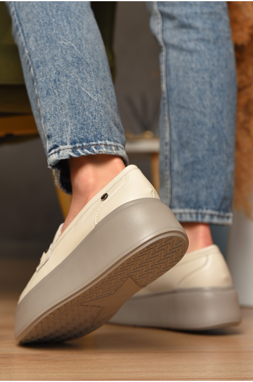 Туфлі жіночі на хутрі натуральна шкіра бежевого кольору 777-177 207721