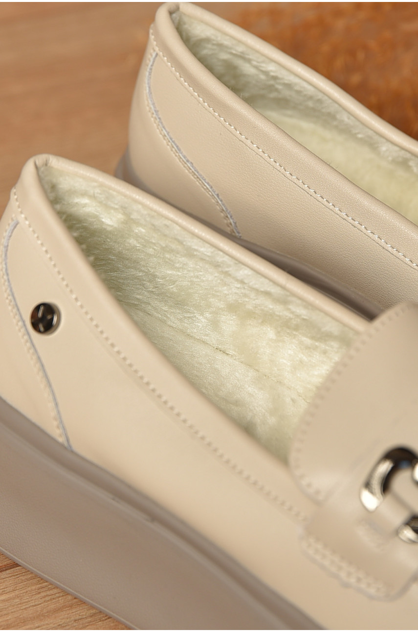 Туфлі жіночі на хутрі натуральна шкіра бежевого кольору 777-177 207721