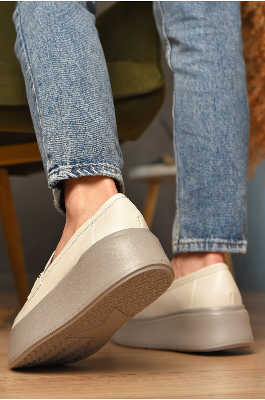 Туфлі жіночі на хутрі натуральна шкіра бежевого кольору 777-171 207722