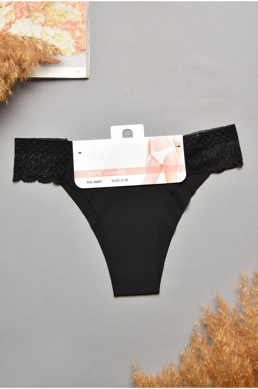 Трусы женские черного цвета с кружевом 9887 207734