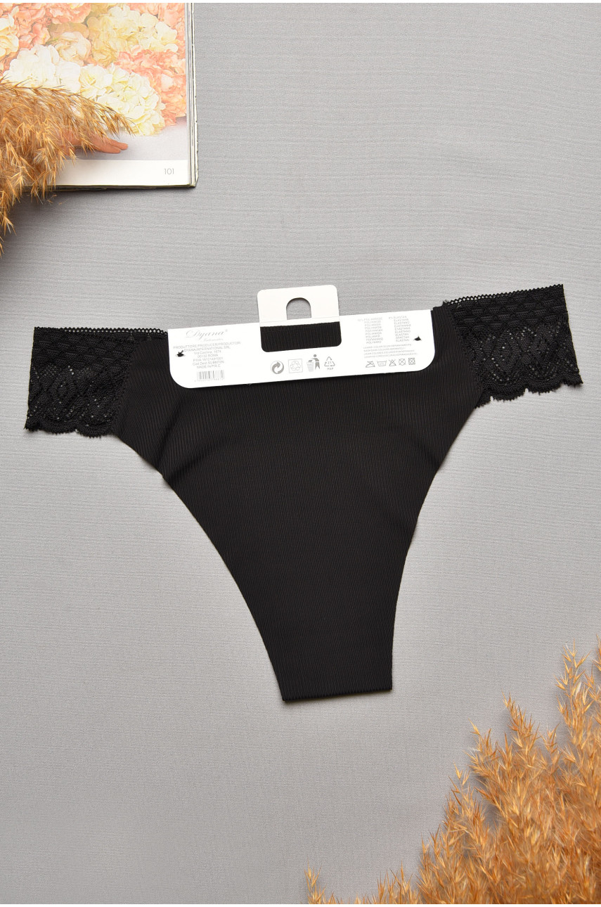 Трусы женские черного цвета с кружевом 9887 207734