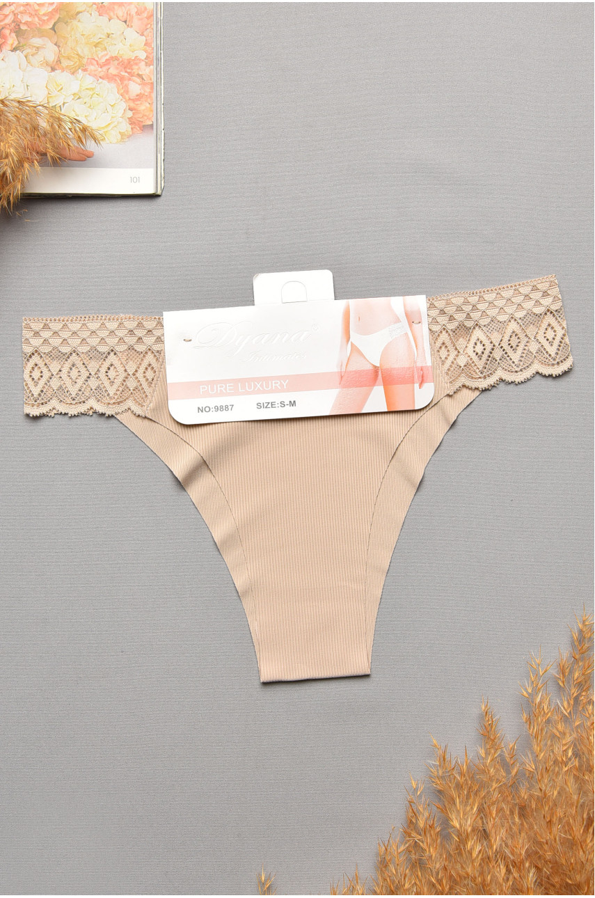 Трусы женские бежевого цвета с кружевом 9887 207735