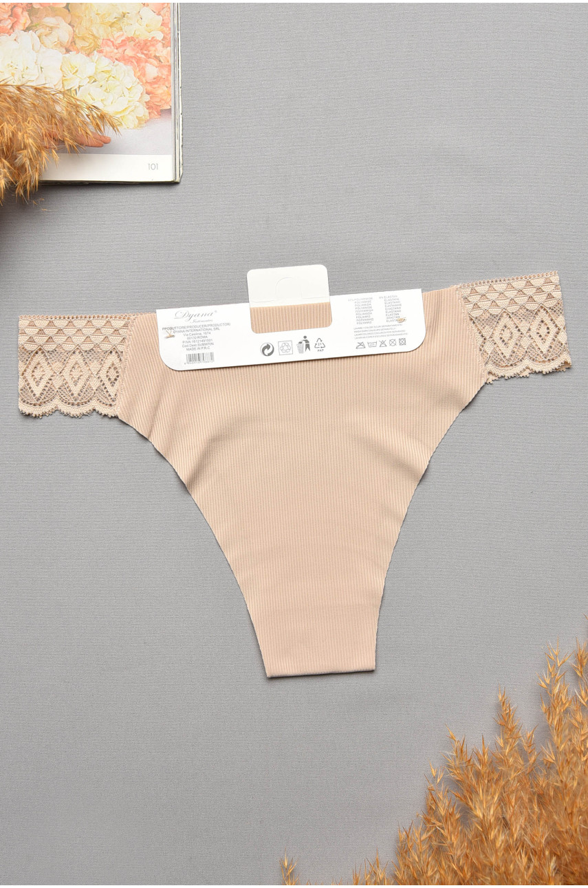 Трусы женские бежевого цвета с кружевом 9887 207735