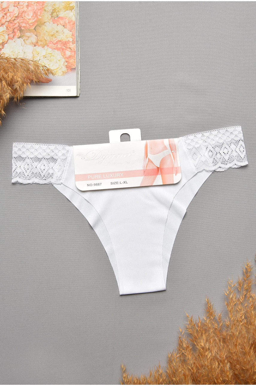 Трусы женские белого цвета с кружевом 9887 207736