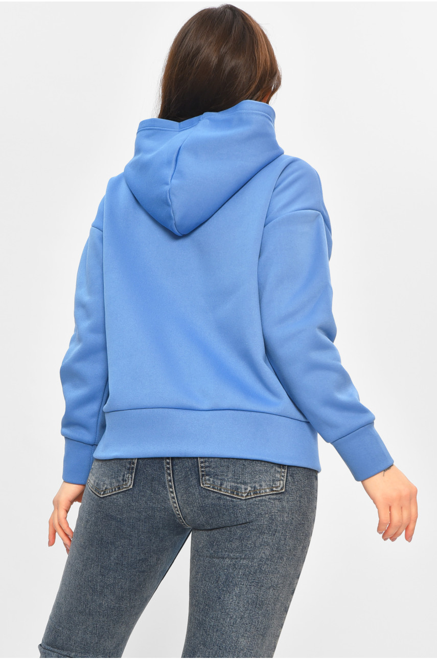 Худи женское на флисе синего цвета с принтом 1378 207745