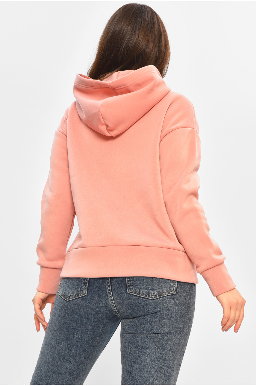 Худи женское на флисе розового цвета с принтом 1378 207746