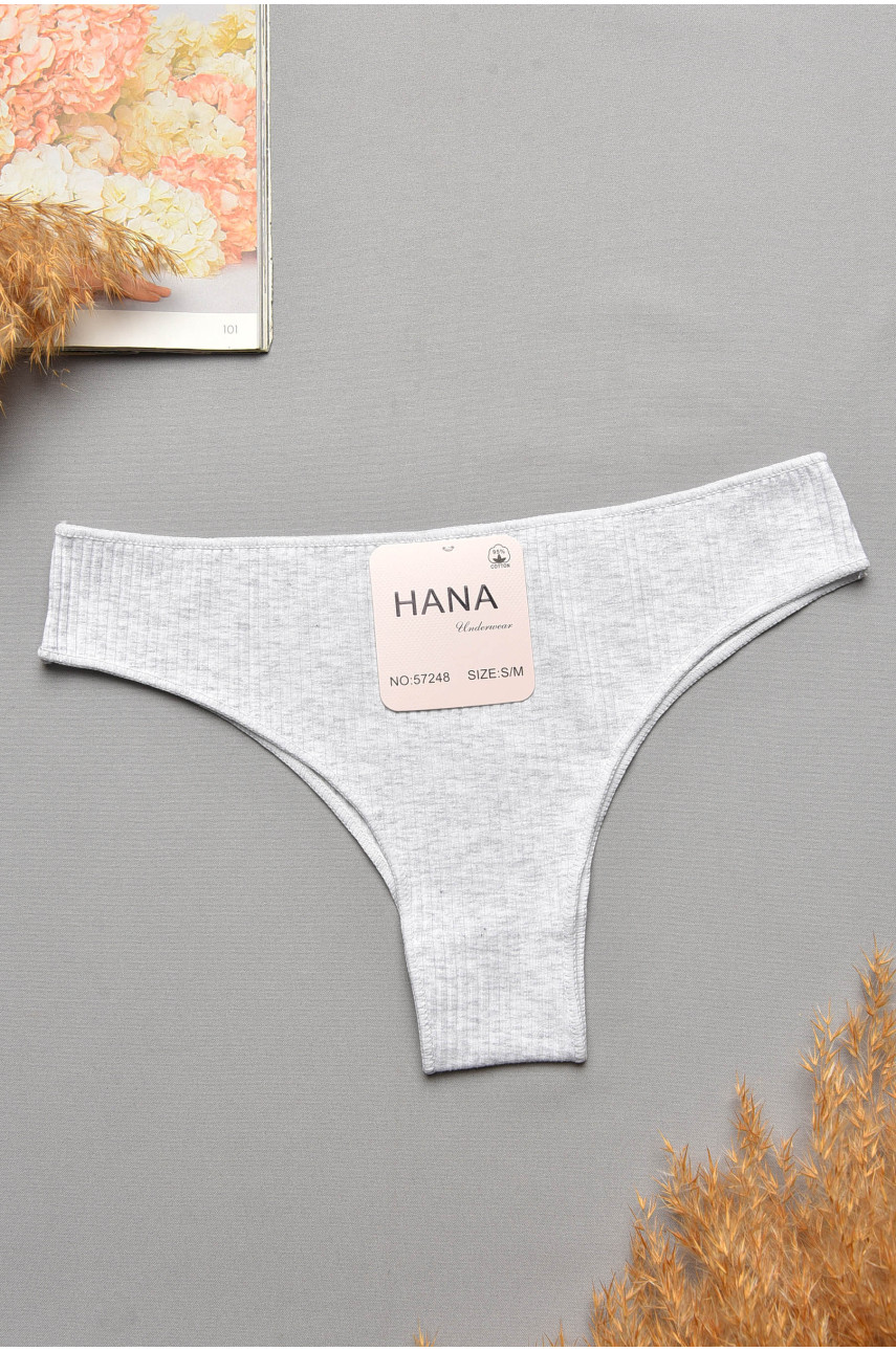 Трусы женские в рубчик однотонные светло-серого цвета 57248 207748