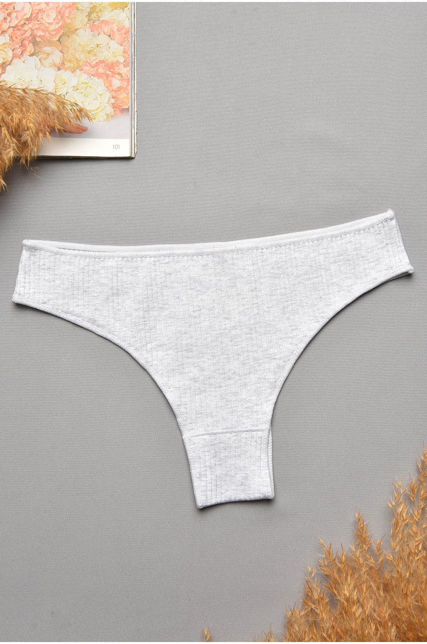 Трусы женские в рубчик однотонные светло-серого цвета 57248 207748