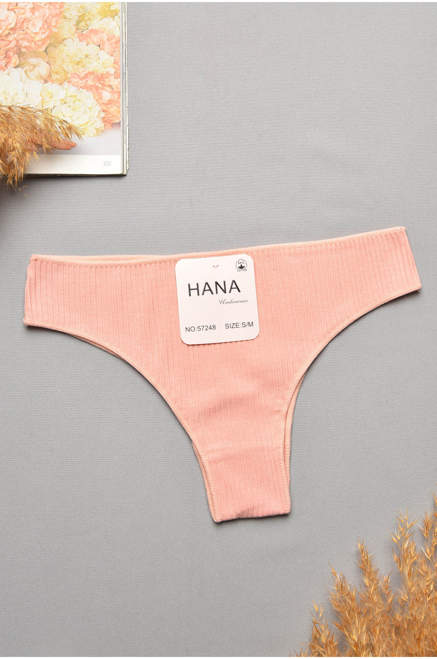 Трусы женские в рубчик однотонные пудрового цвета 57248 207750