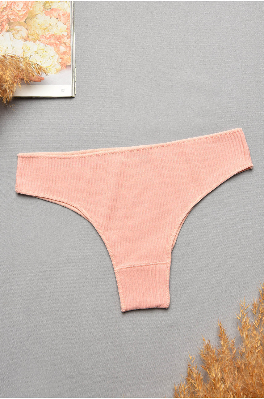 Трусы женские в рубчик однотонные пудрового цвета 57248 207750