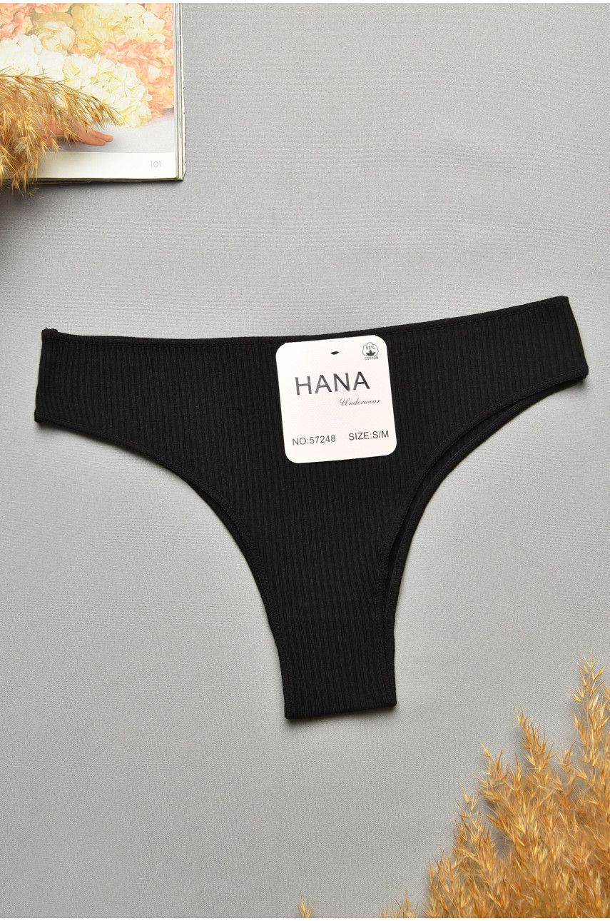 Трусы женские в рубчик однотонные черного цвета 57248 207752