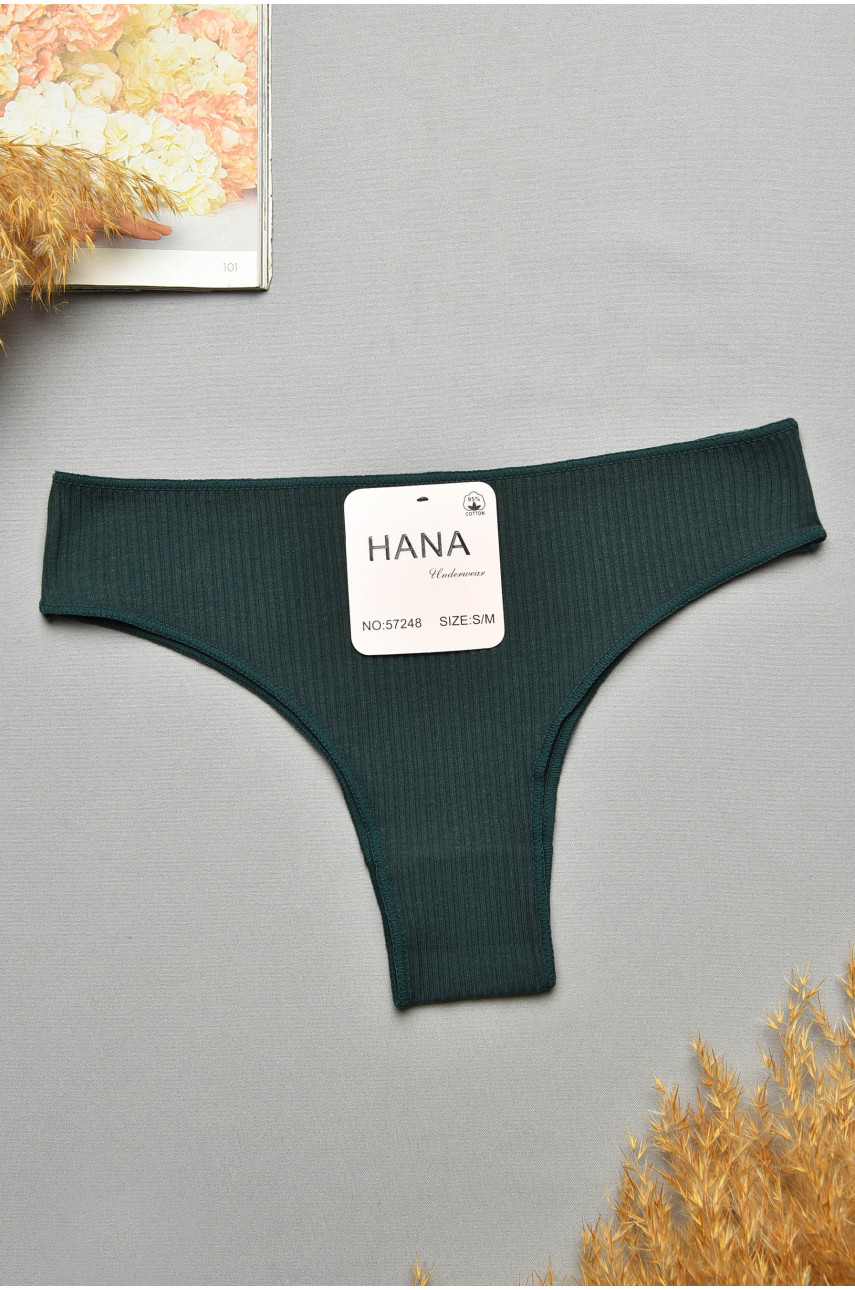 Трусы женские в рубчик однотонные темно-зеленого цвета 57248 207755