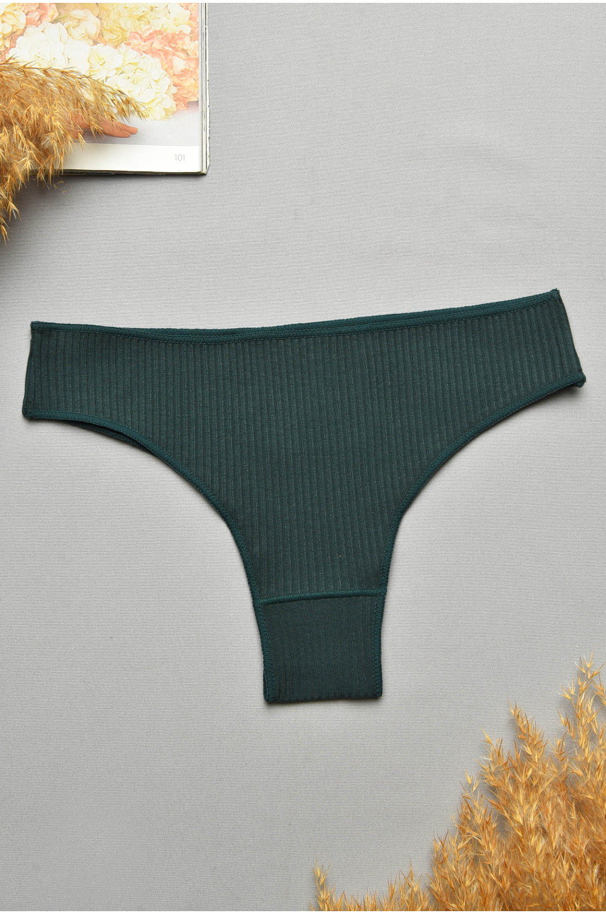 Трусы женские в рубчик однотонные темно-зеленого цвета 57248 207755