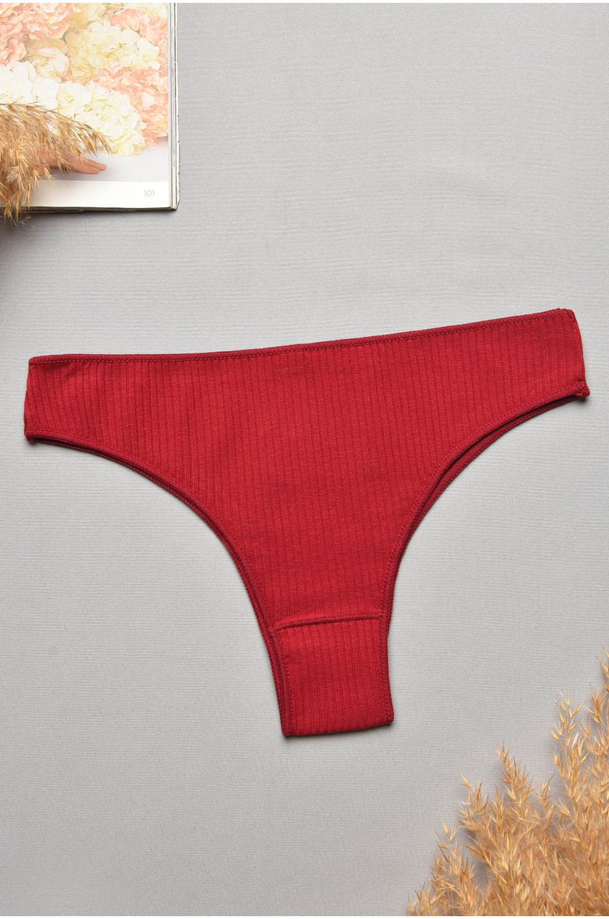 Трусы женские в рубчик однотонные бордового цвета 57248 207759