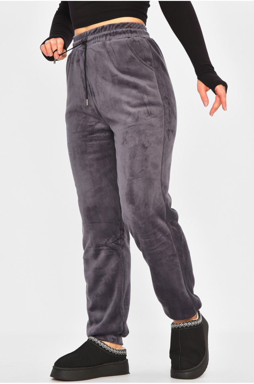 Штаны женские на искусственном меху сиреневого цвета С105 207763