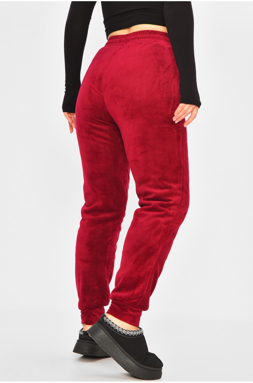 Штаны женские на искусственном меху красного цвета С105 207764