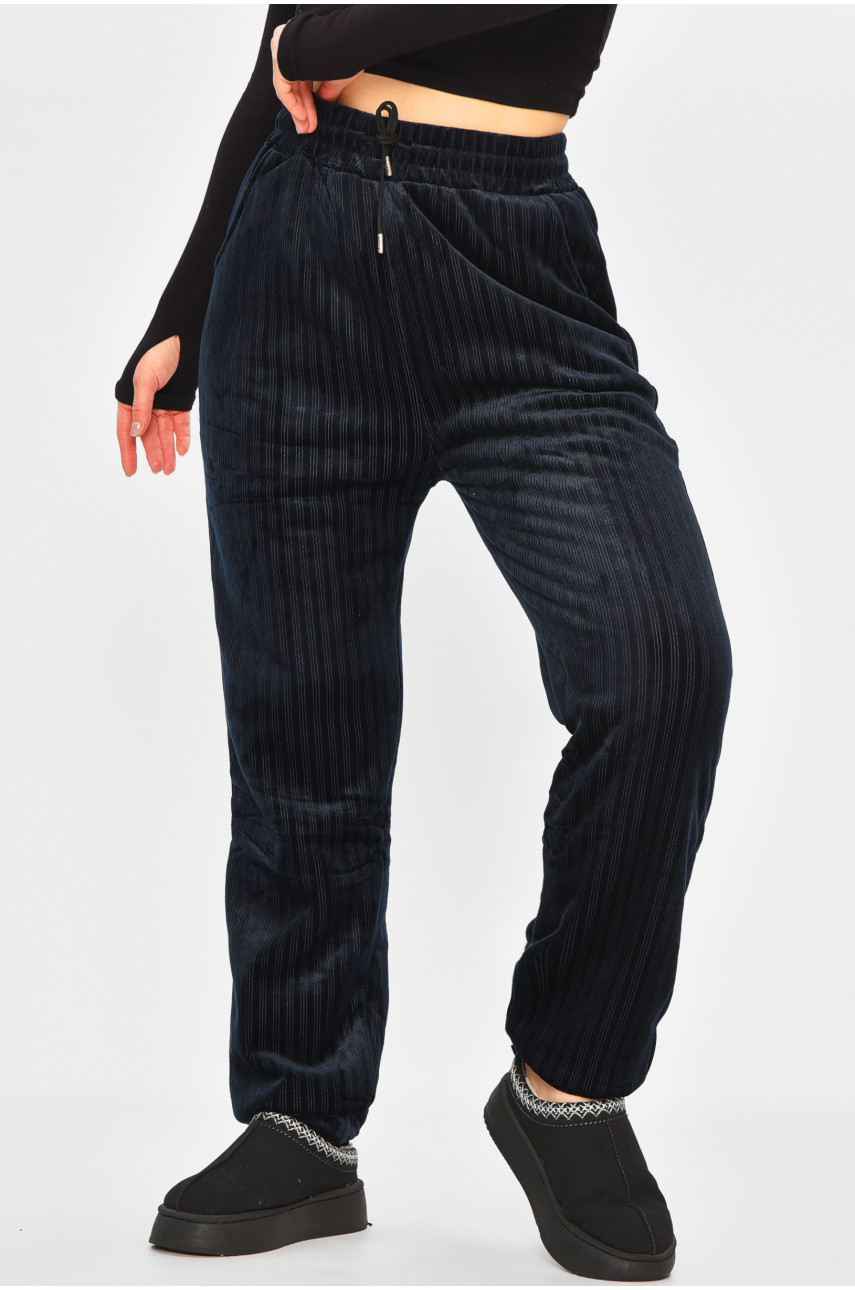 Штани жіночі на штучному хутрі темно-синього кольору С208 207768