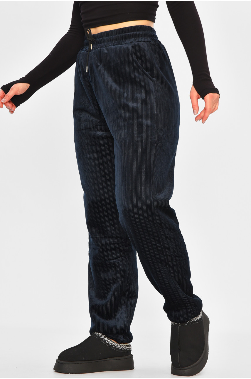Штани жіночі на штучному хутрі темно-синього кольору С208 207768