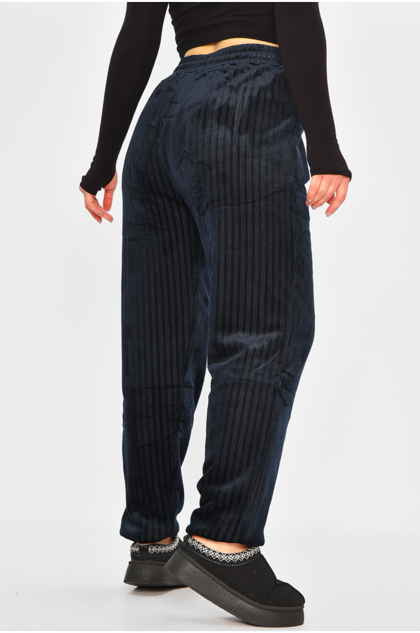 Штаны женские на искусственном меху темно-синего цвета С208 207768