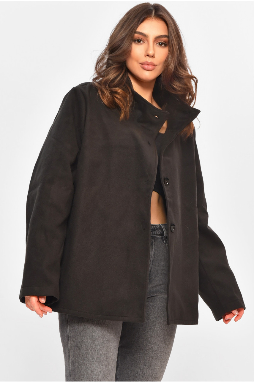 Кардиган-плащ женский черного цвета на пуговицах 8407 207771