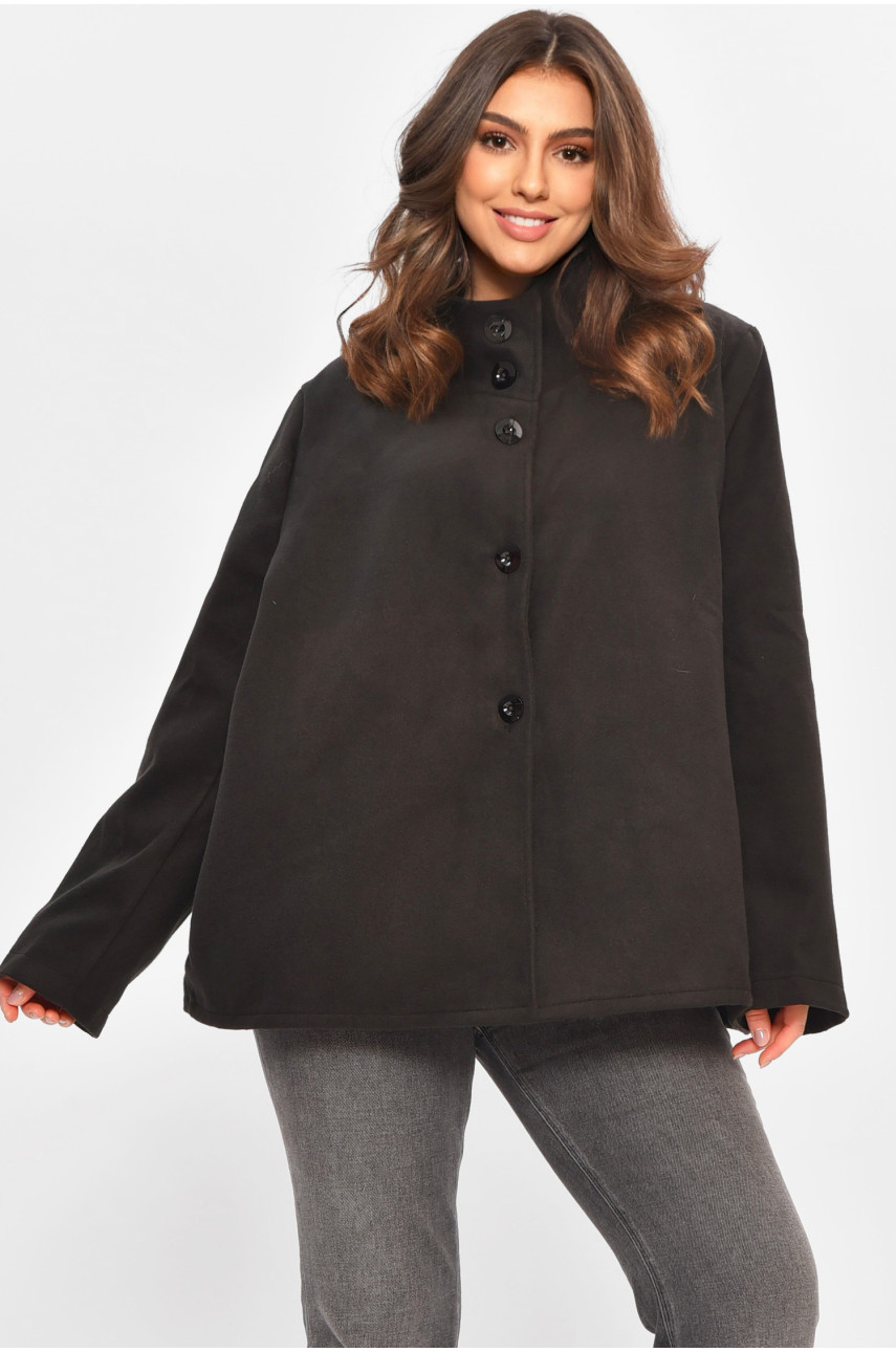 Кардиган-плащ женский черного цвета на пуговицах 8407 207771