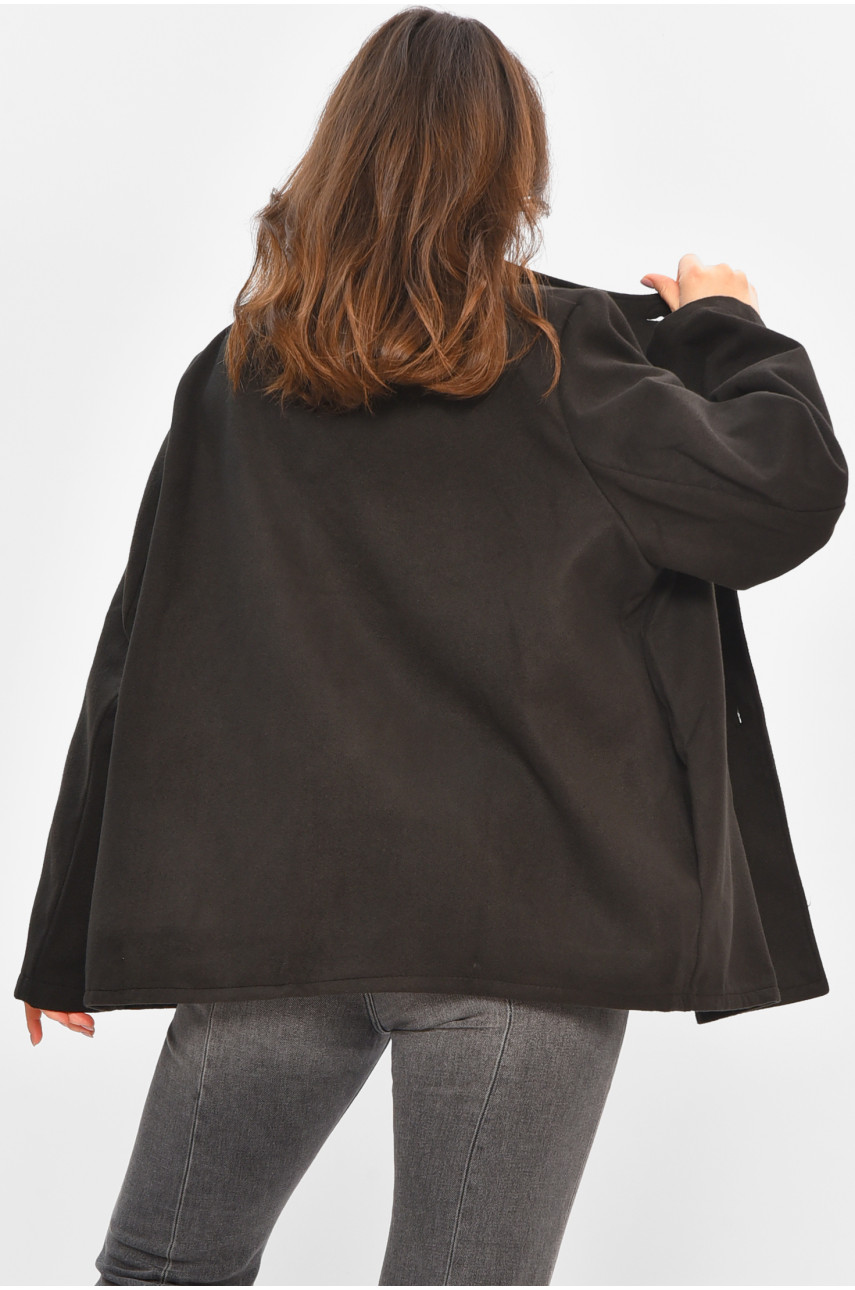 Кардиган-плащ женский черного цвета на пуговицах 8407 207771