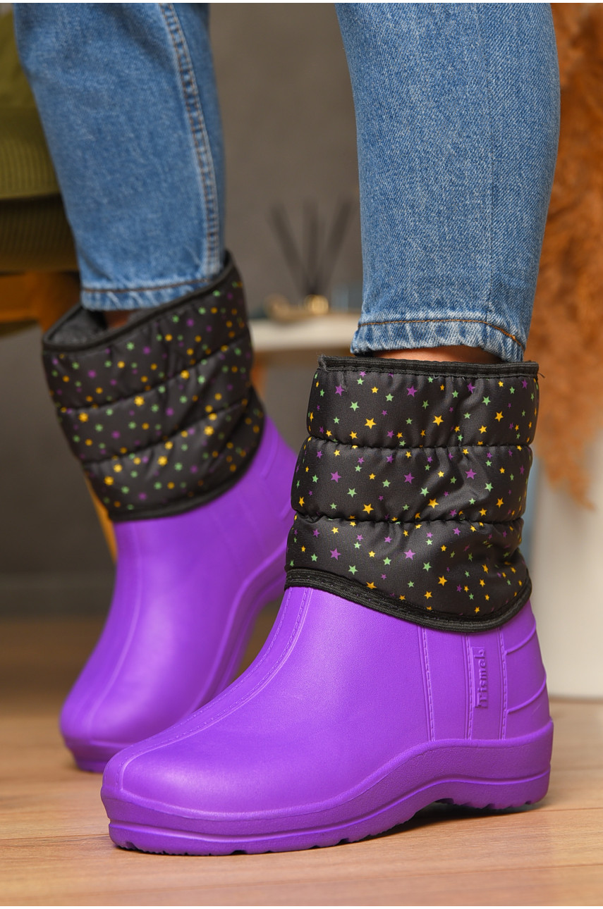 Дутики женские на меху фиолетового цвета 207772