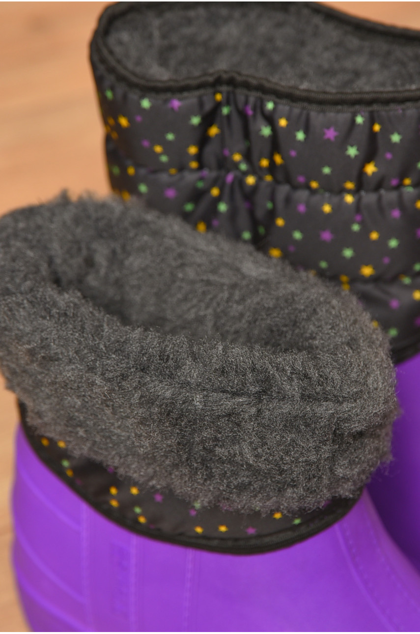 Дутики женские на меху фиолетового цвета 207772