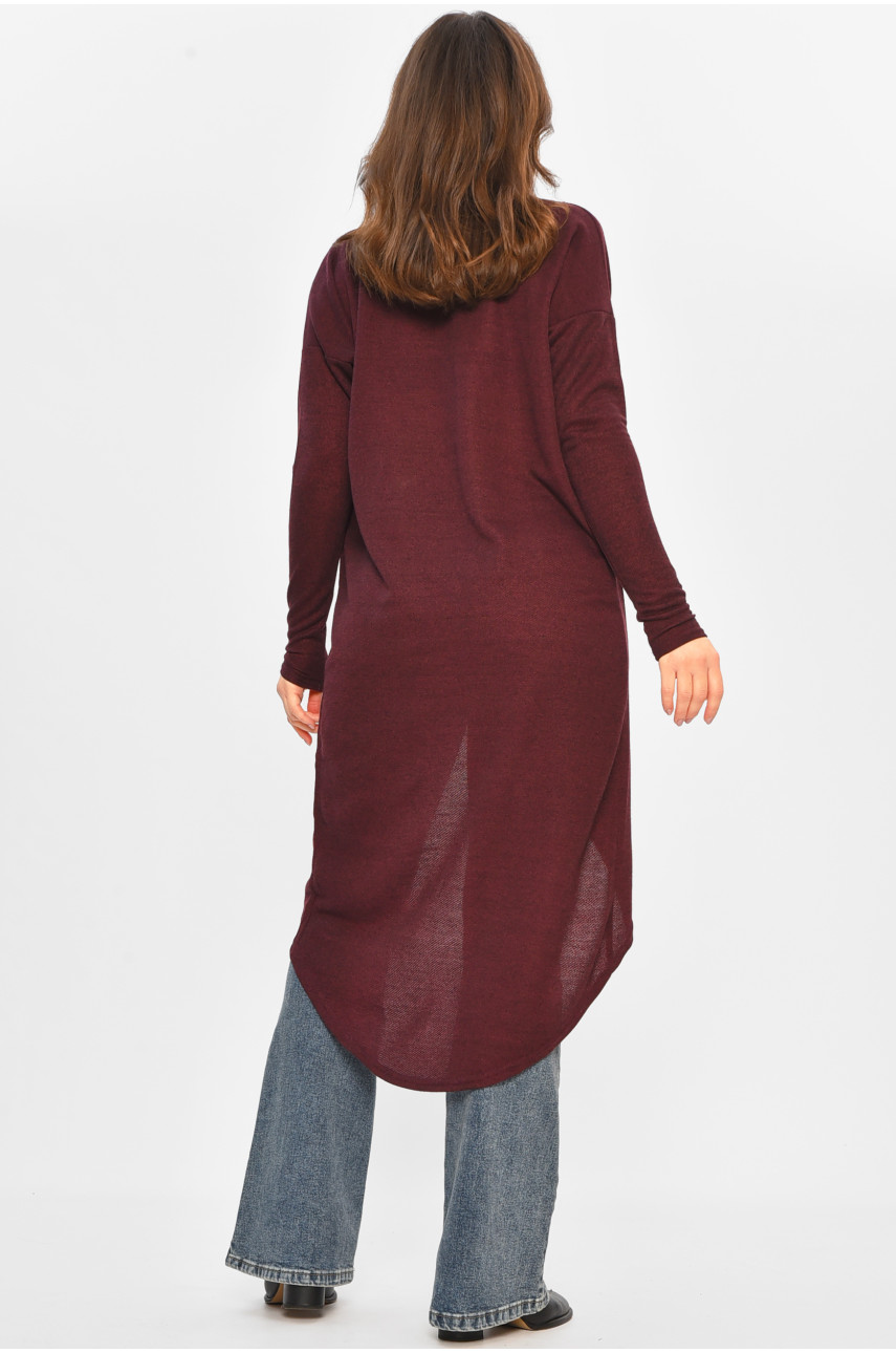 Кардиган жіночий напівбатальний бордового кольору 8274 207777 Кардиган жіночий напівбатальний бордового кольору 8274 207777