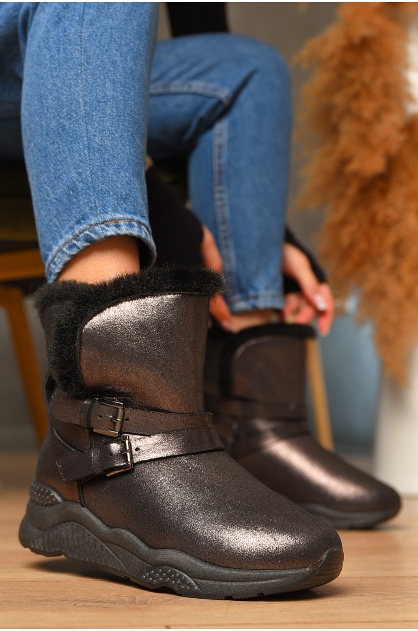 Угги женские темно-коричневого цвета на меху 747-3 207781