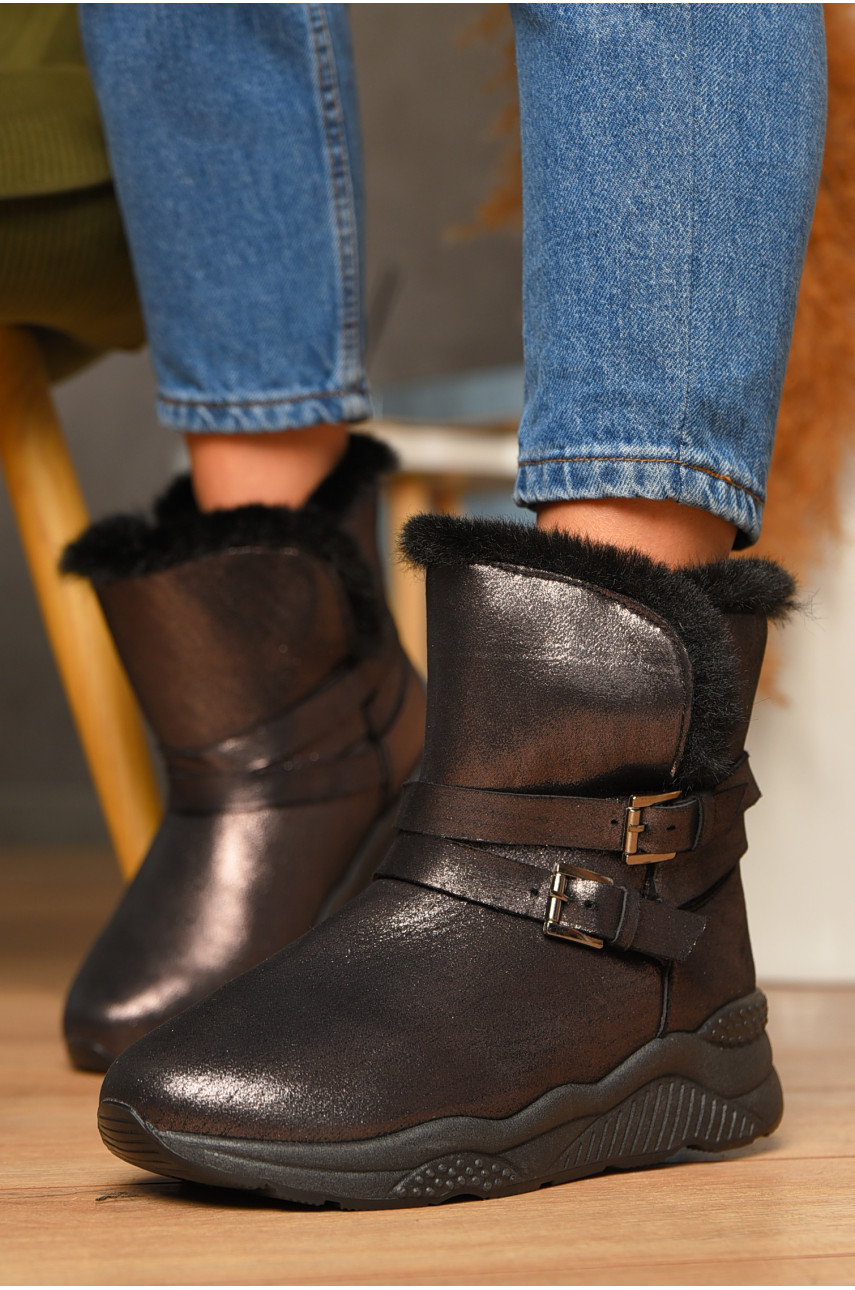 Угги женские темно-коричневого цвета на меху 747-3 207781