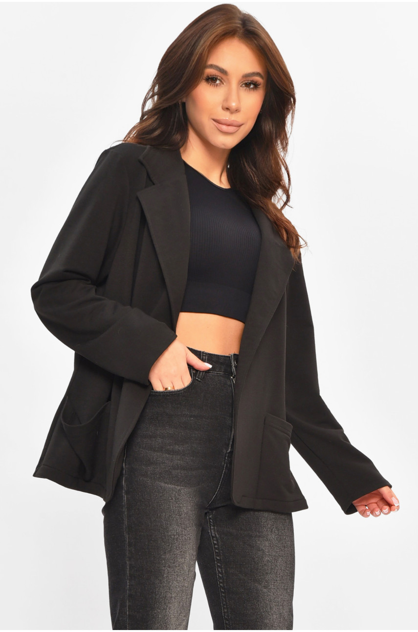 Кардиган женский однотонный черного цвета 207785