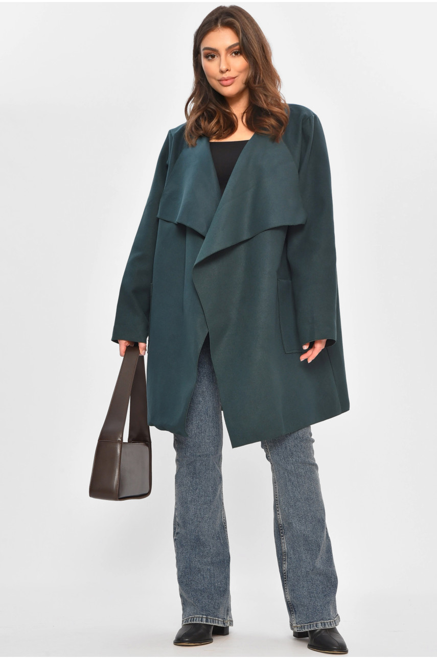 Кардиган-плащ женский полубатальный тёмно-зеленого цвета 8045 207787