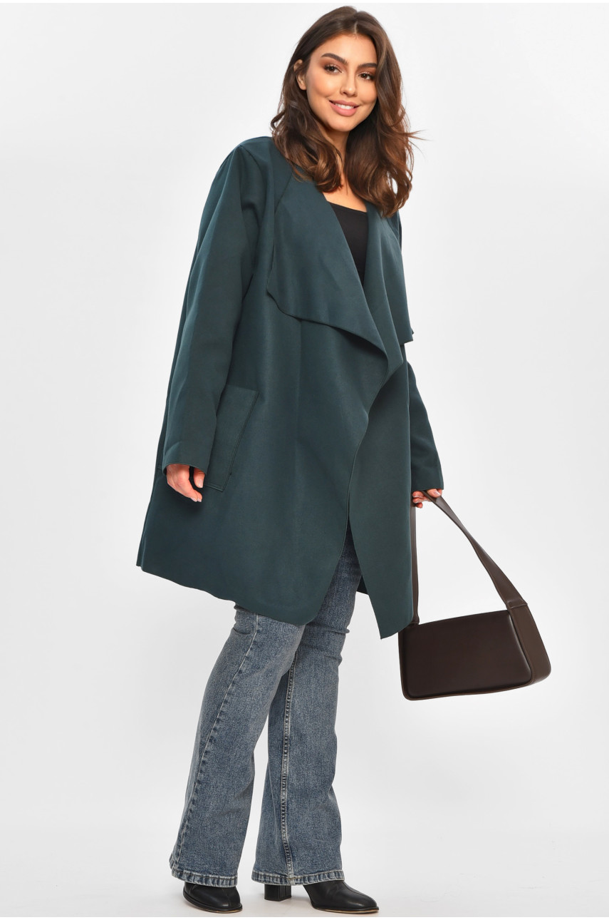 Кардиган-плащ женский полубатальный тёмно-зеленого цвета 8045 207787