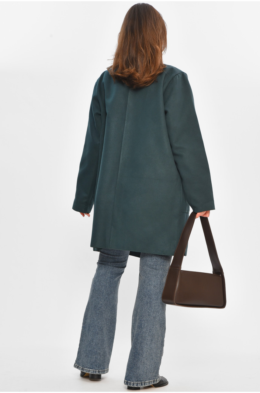 Кардиган-плащ женский полубатальный тёмно-зеленого цвета 8045 207787