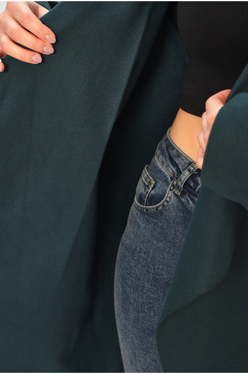 Кардиган-плащ женский полубатальный тёмно-зеленого цвета 8045 207787