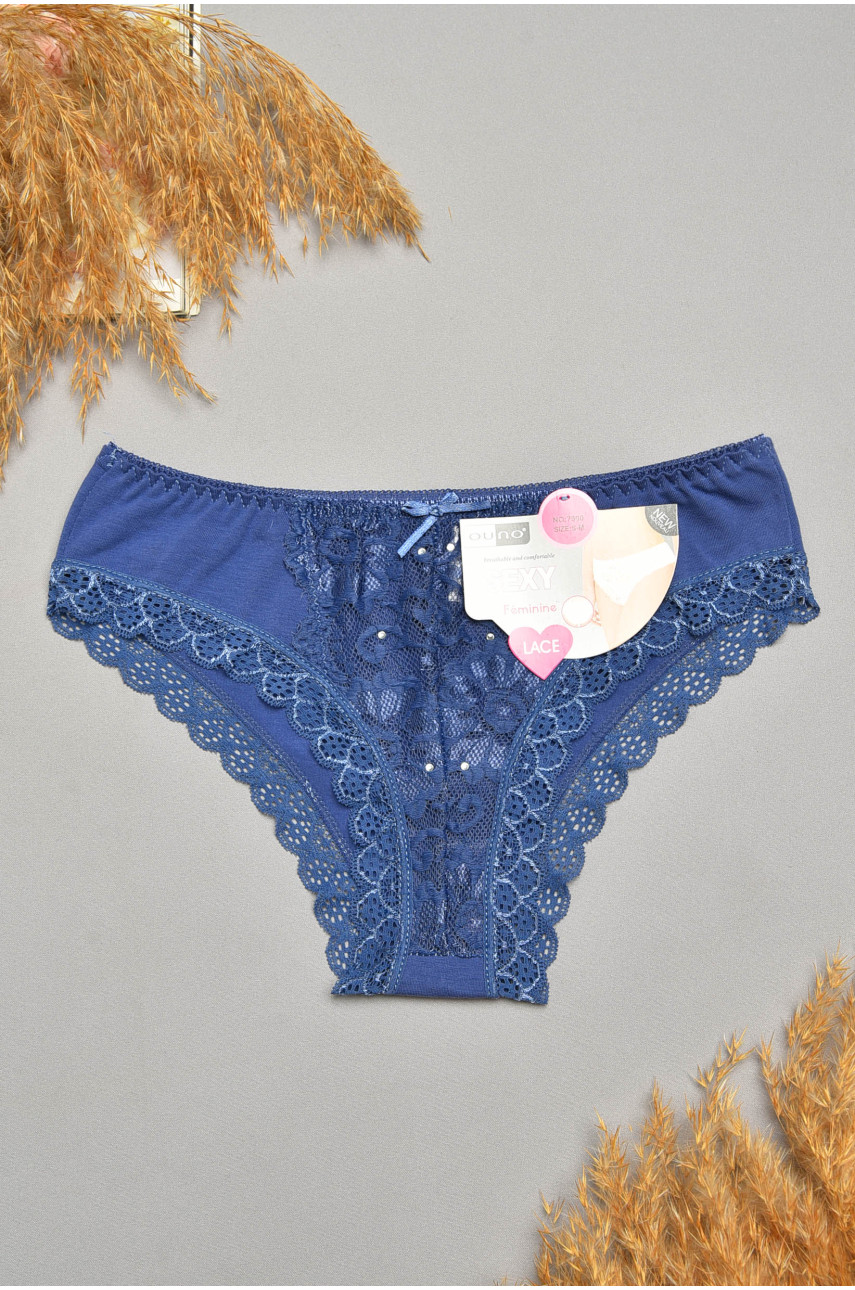 Трусы женские темно-синего цвета с гипюровыми вставками 7900 207799
