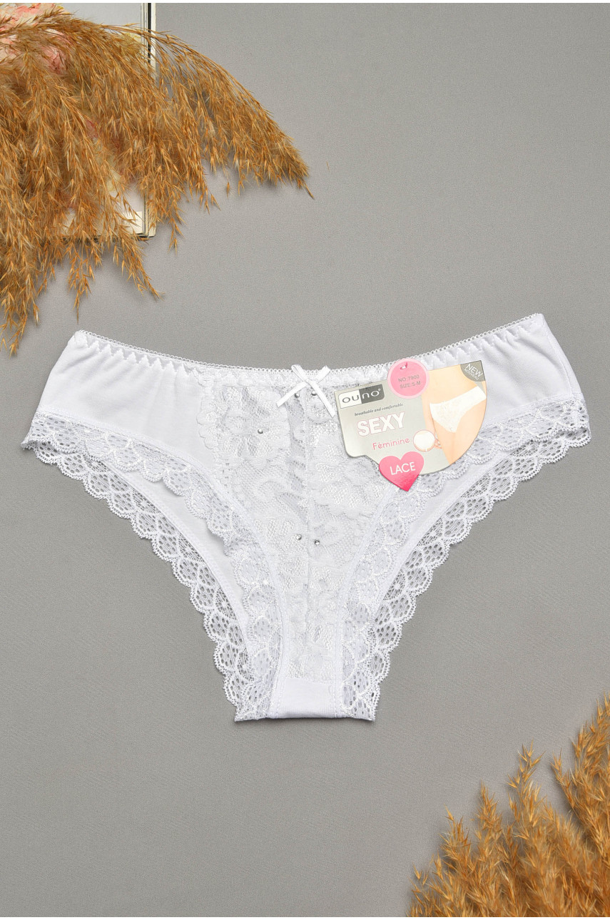 Трусы женские белого цвета с гипюровыми вставками 7900 207800