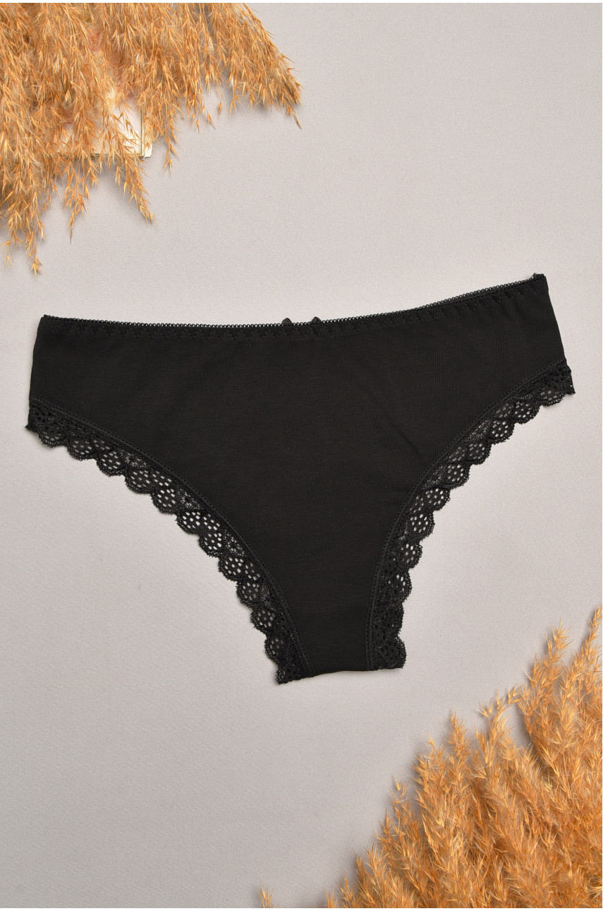 Трусы женские чорного цвета с гипюровыми вставками 7900 207802