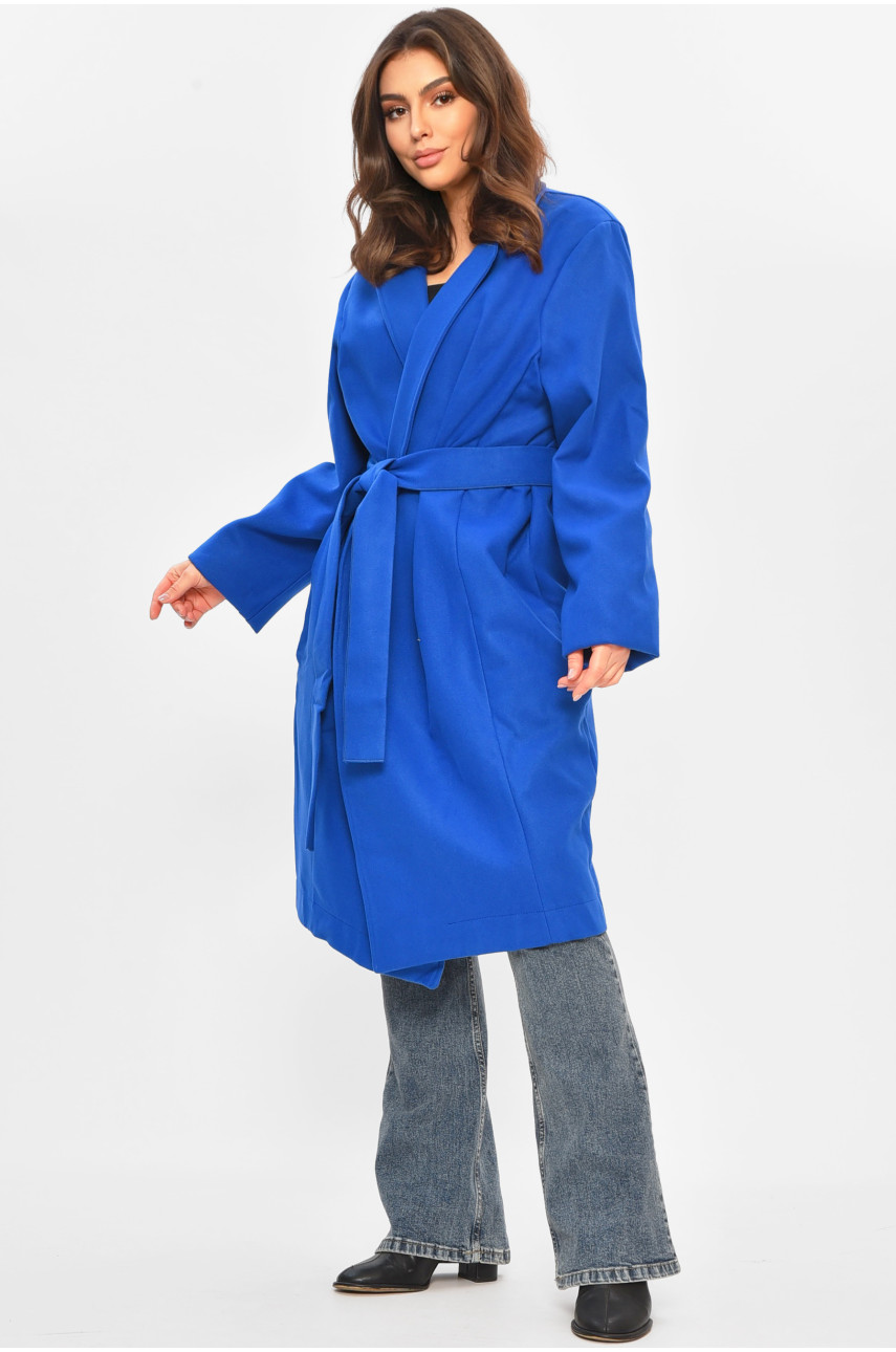 Пальто женское демисезонное батальное синего цвета 8325 207803