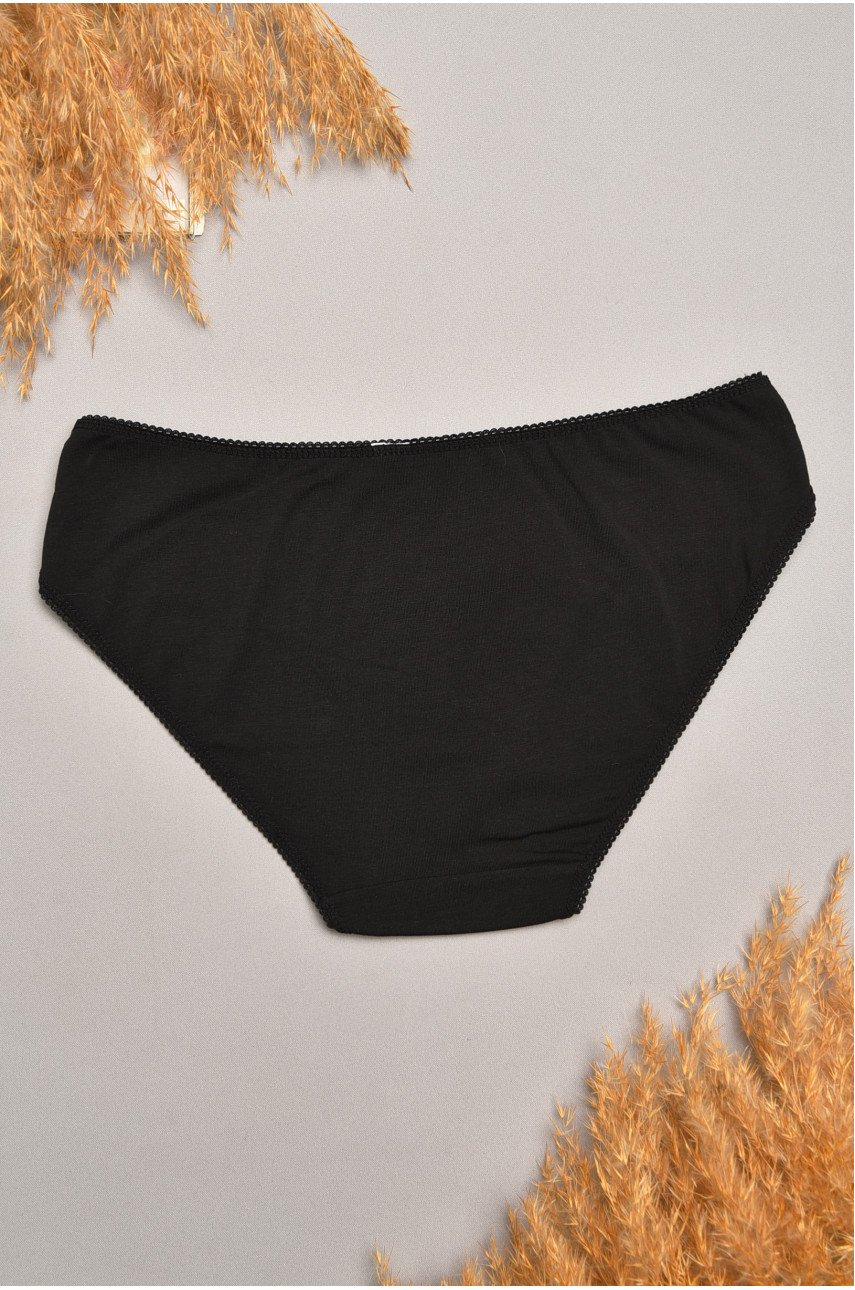 Трусы женские чорного цвета с гипюровыми вставками 7884 207805