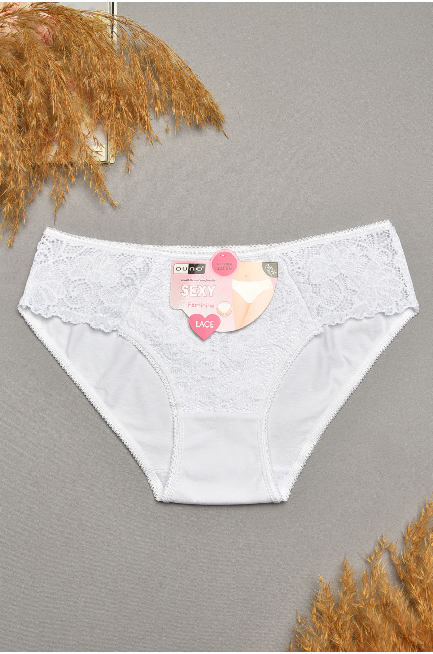Трусы женские белого цвета с гипюровыми вставками 7884 207812