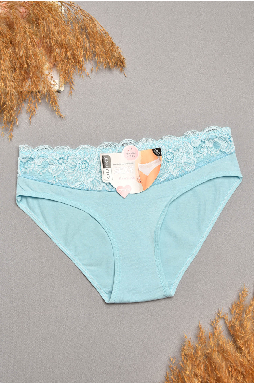 Трусы женские голубого цвета с гипюровыми вставками 7882 207814